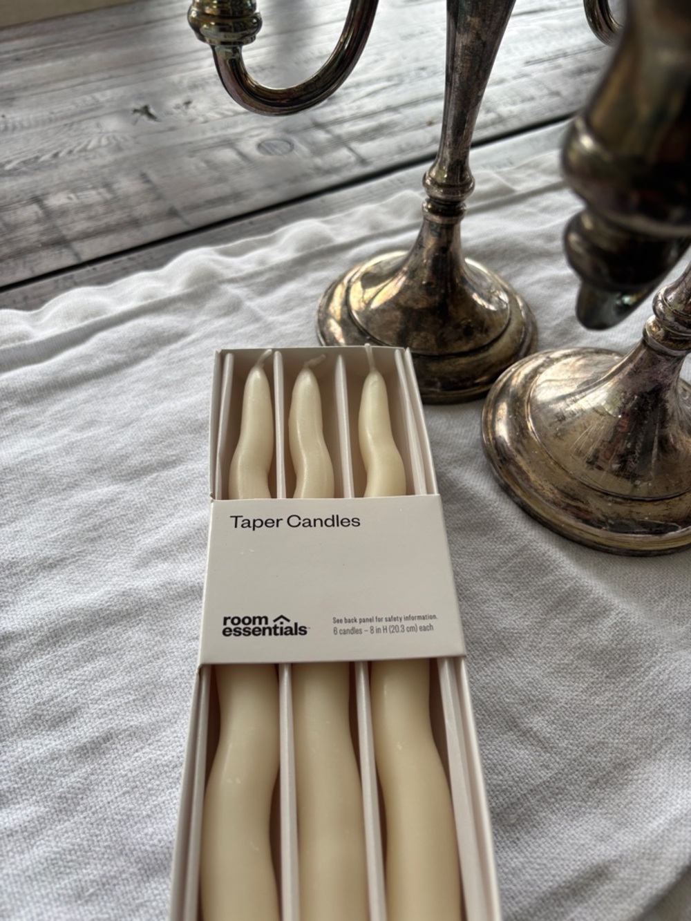 Room Essentials Cream Twisted Taper Candles - Set of 6